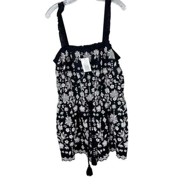 Intermix Marin Embroider NWT Black and white romper Size Large - Picture 2 of 9